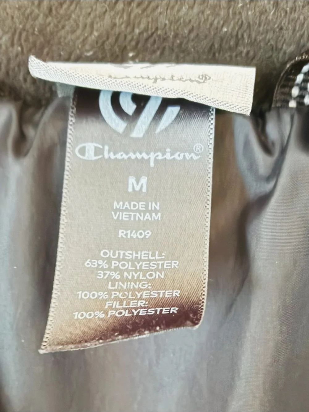 Champion Sz MEDIUM Black Quilted Zip Up Puffer Vest